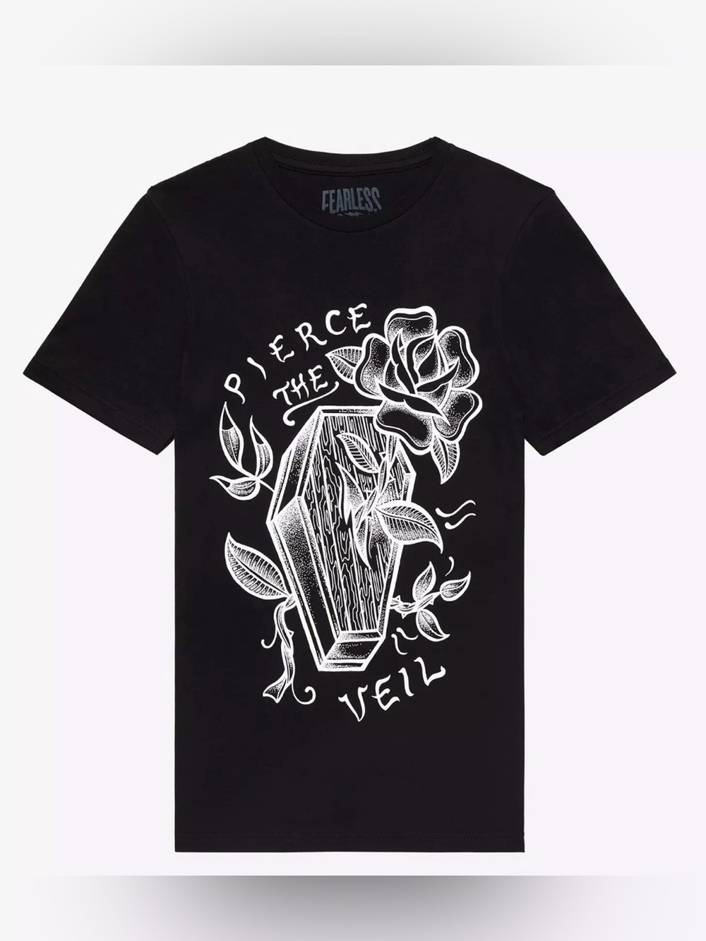 Hot Topic Pierce The Veil Coffin & Roses Boyfriend Fit Women’s T-Shirt Sz Large